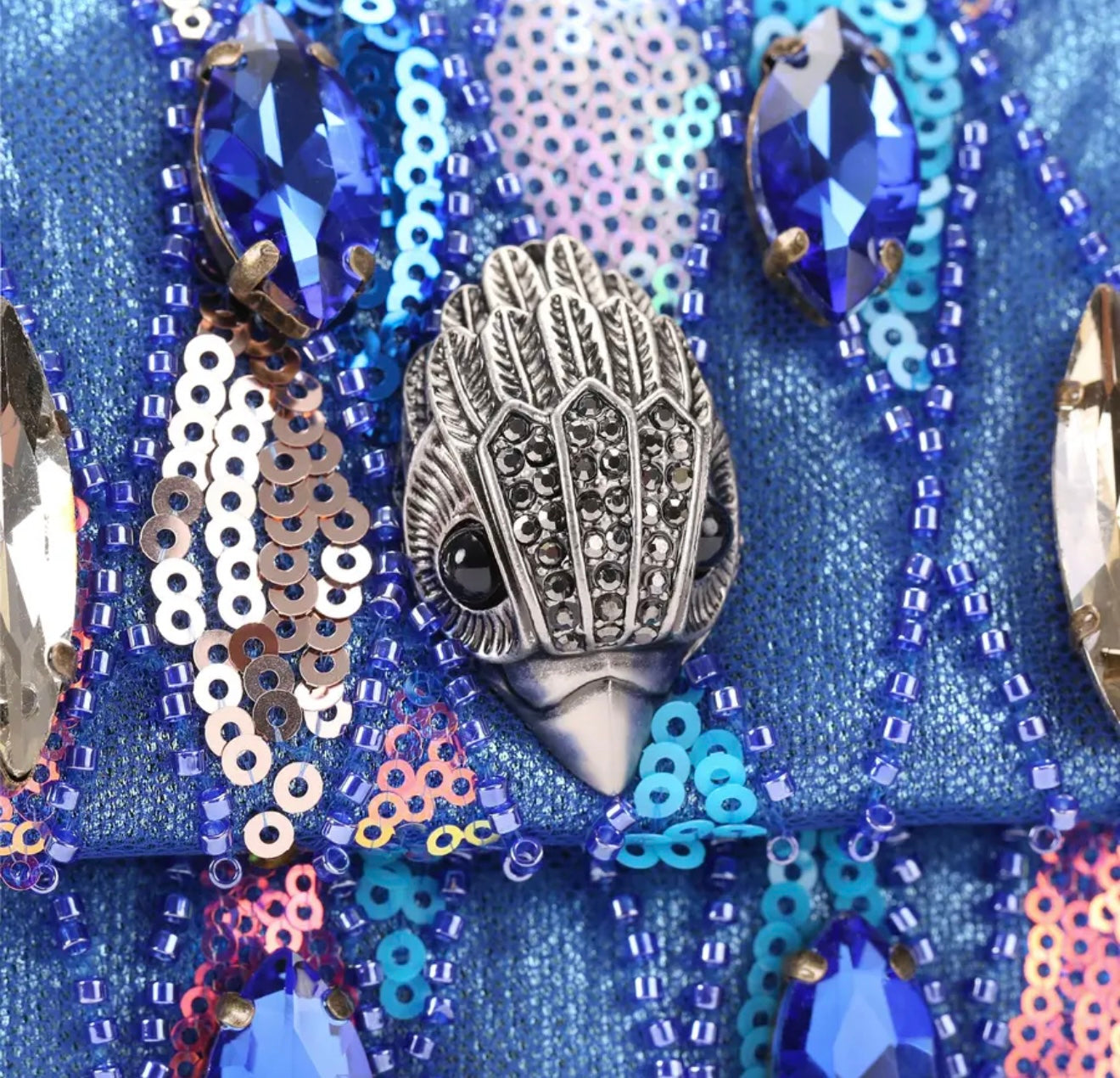 Kurt Geiger Sequins Kensington Bag (Blue Combination)