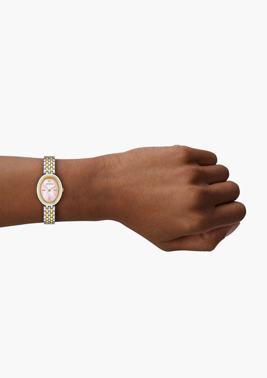 Tory Burch Oval Watch - Pink Mother Of Pearl Dial (2-tone-Pink)