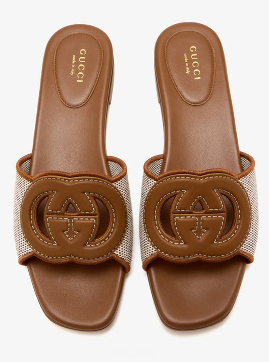 GUCCI Interlocking G Slide Sandal (Brown)