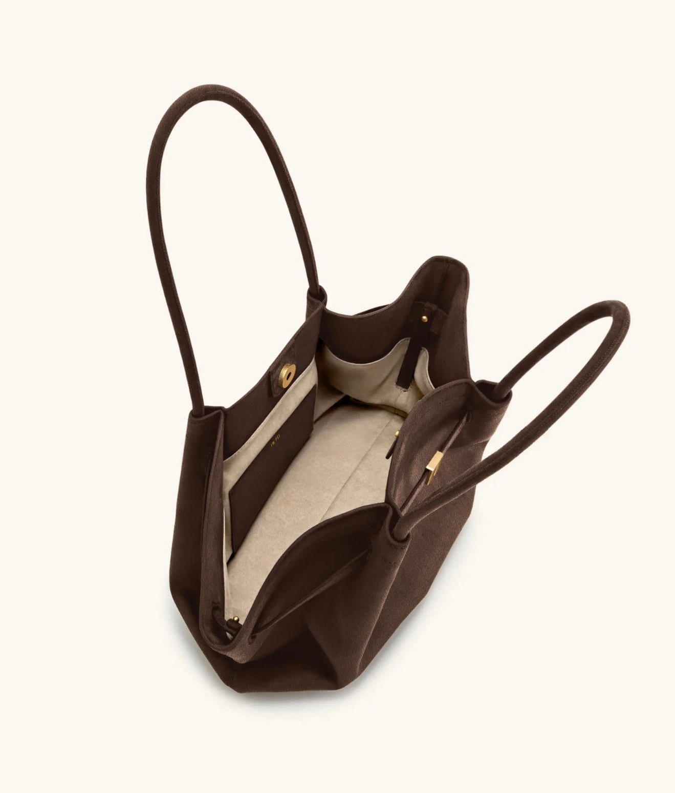 JW Pei Hanna Wide Faux Suede Tote Bag (Dark Brown)