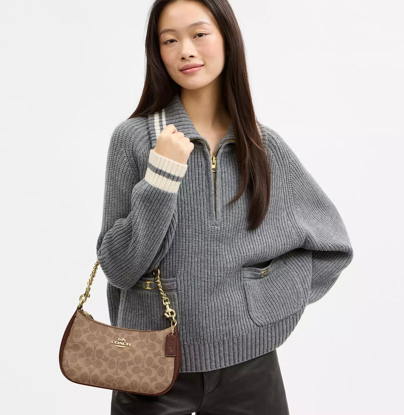 Coach Teri Shoulder Bag (Gold/Tan/Brown)