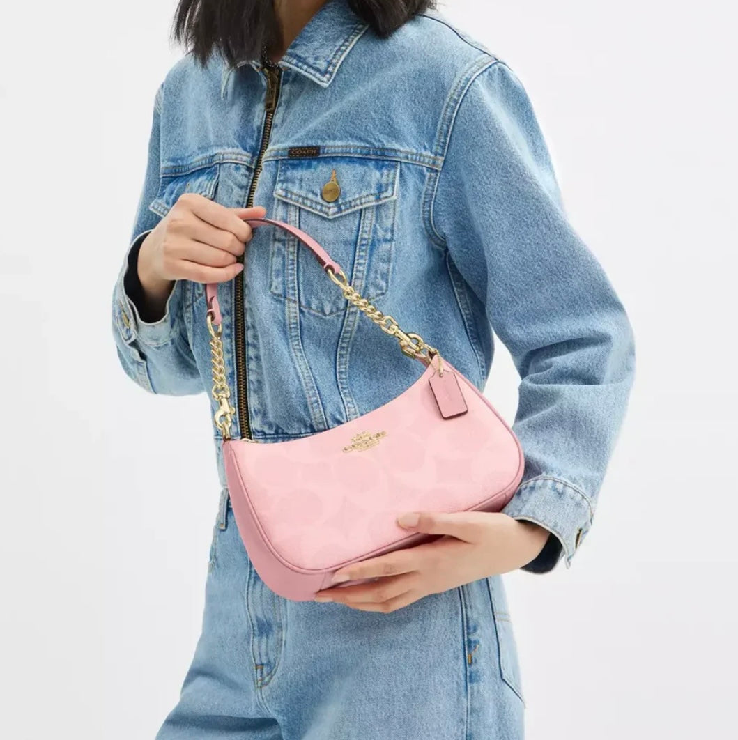 Coach Teri Shoulder Bag in Signature Canvas (Powder Pink)