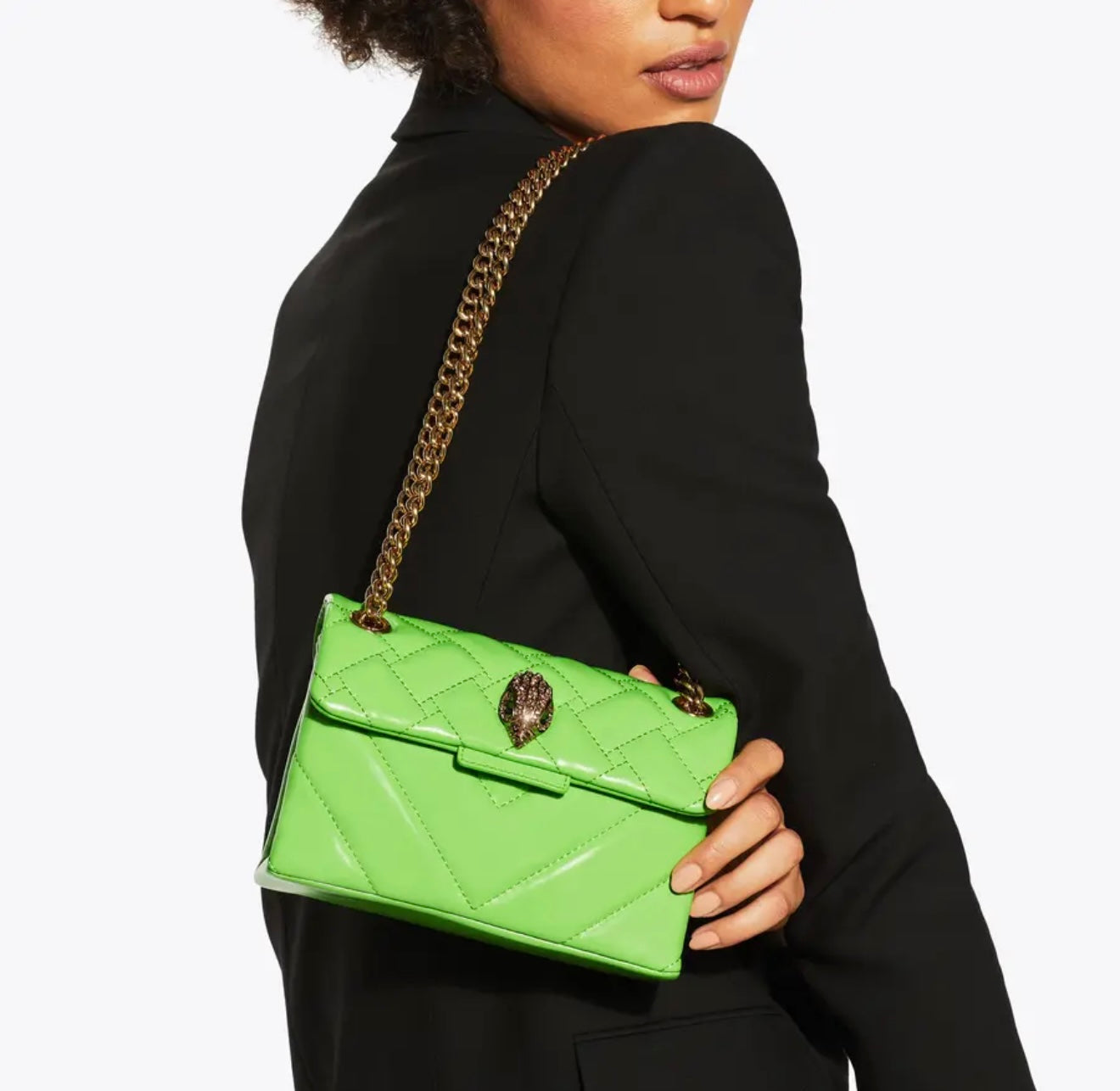 Kurt Geiger Leather Kensington Bag (Neon Green)