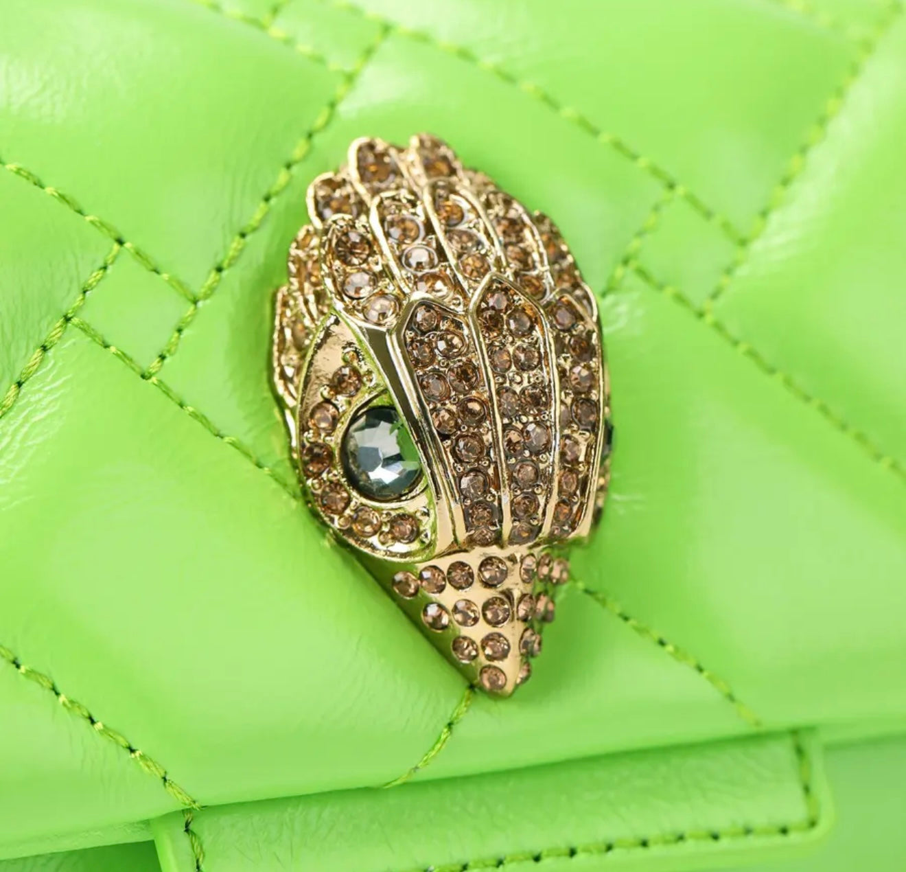 Kurt Geiger Leather Kensington Bag (Neon Green)