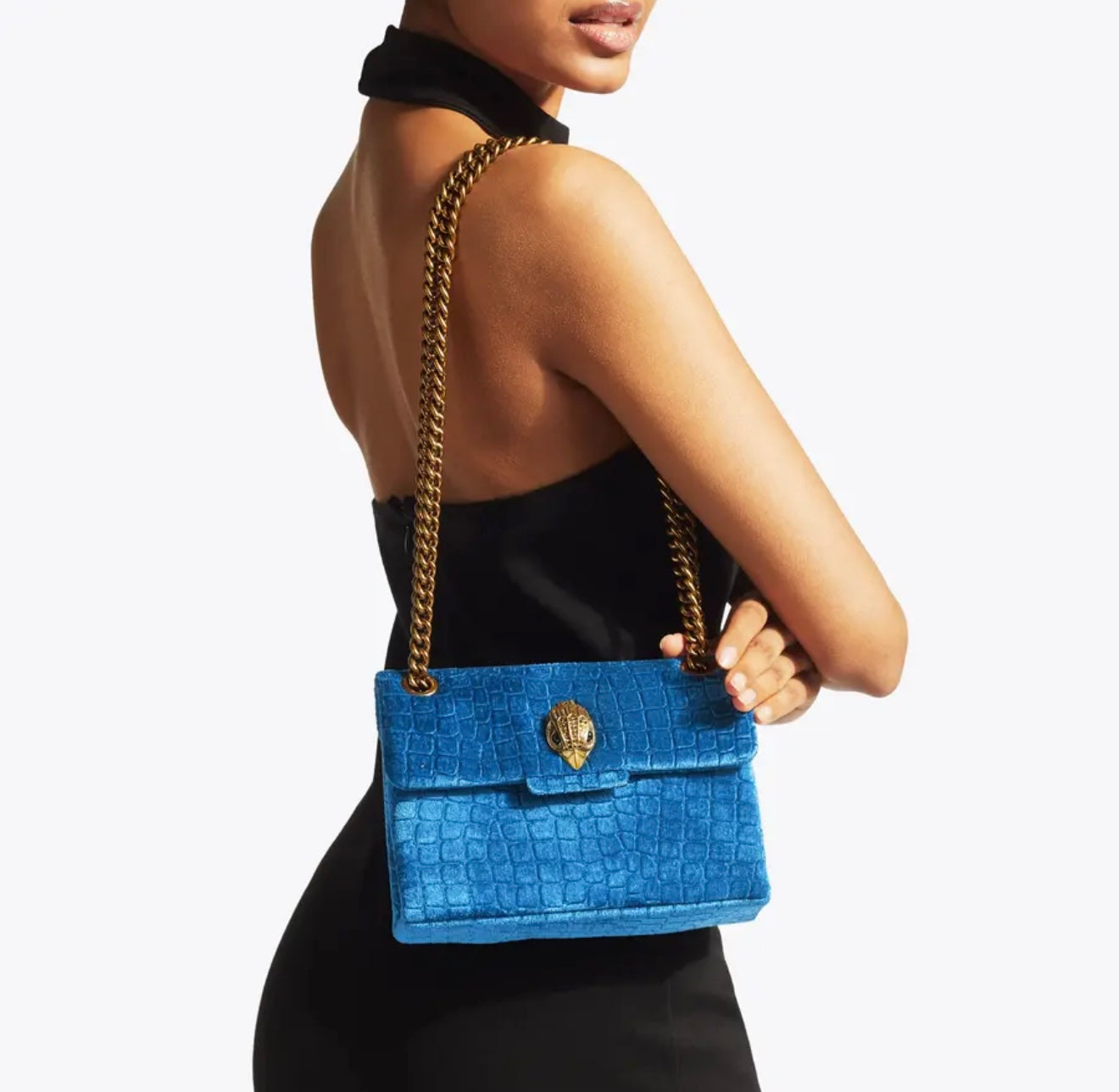Kurt Geiger Kensington Velvet Bag (Navy Blue)