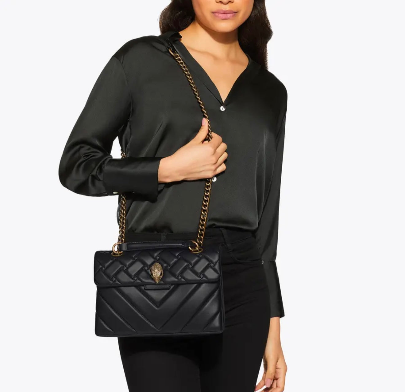 Kurt Geiger Leather Kensington Bag (Black) - Large
