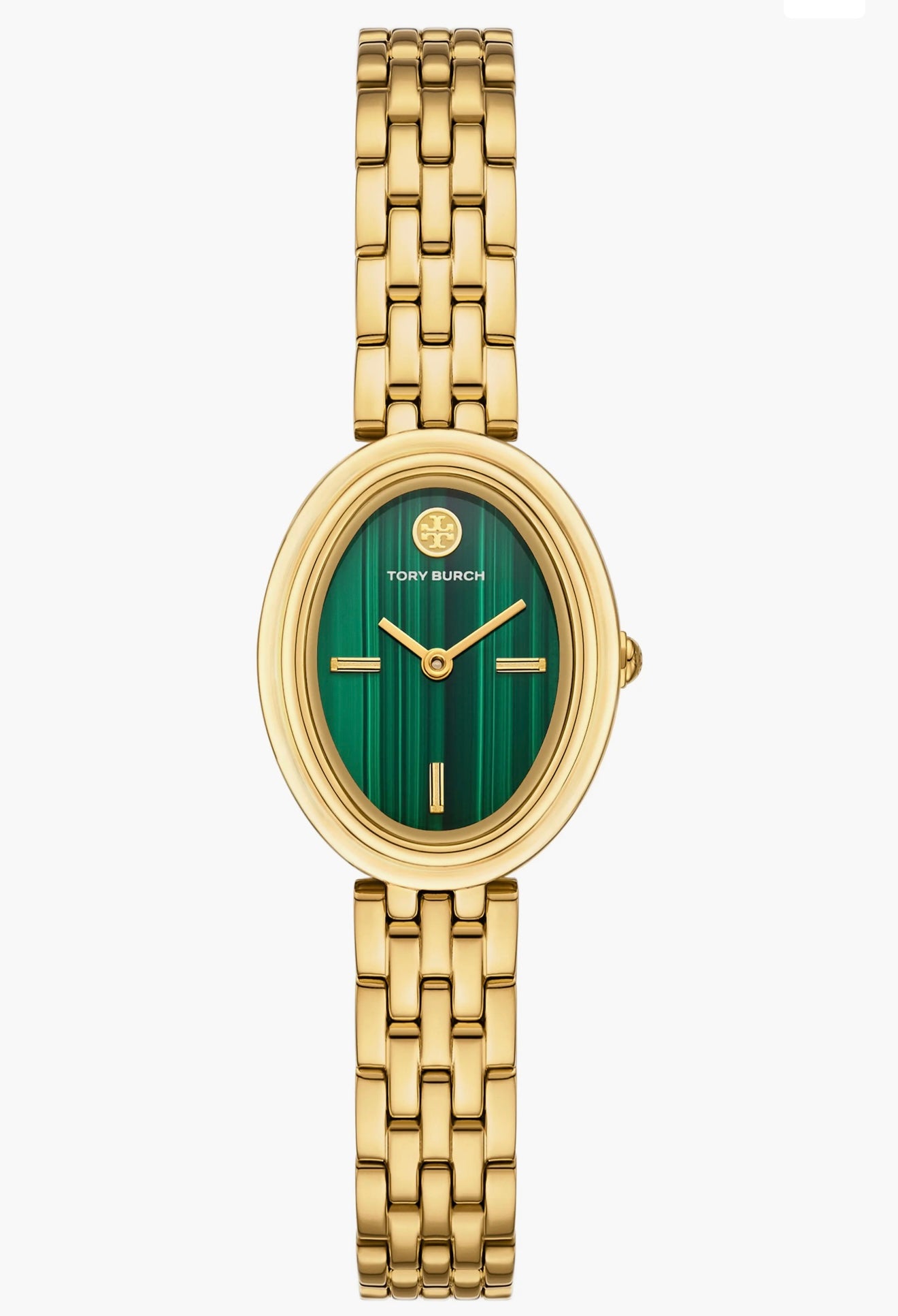 Tory Burch Oval Watch Malachite Dial (Gold-Green)