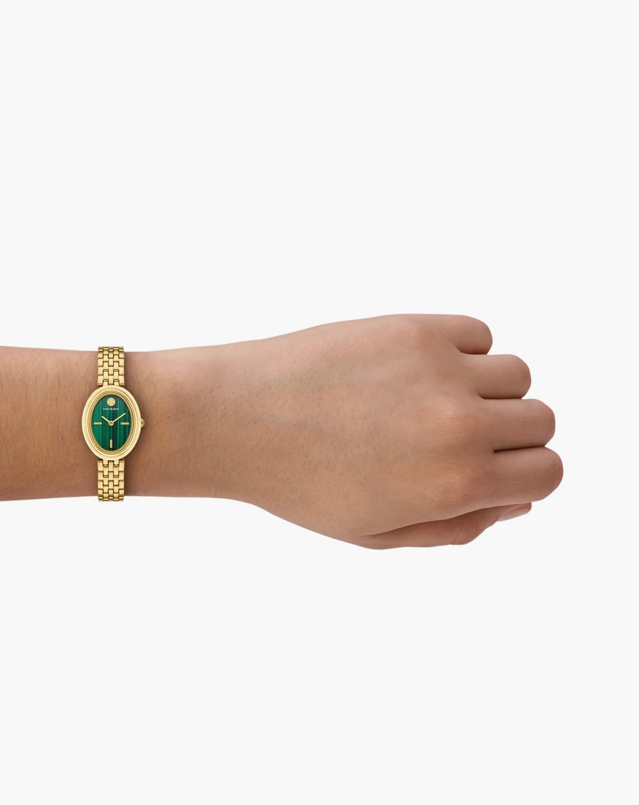 Tory Burch Oval Watch Malachite Dial (Gold-Green)