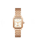 Tory Burch Robinson Rectangular Rose Gold Watch (Ivory Dial)