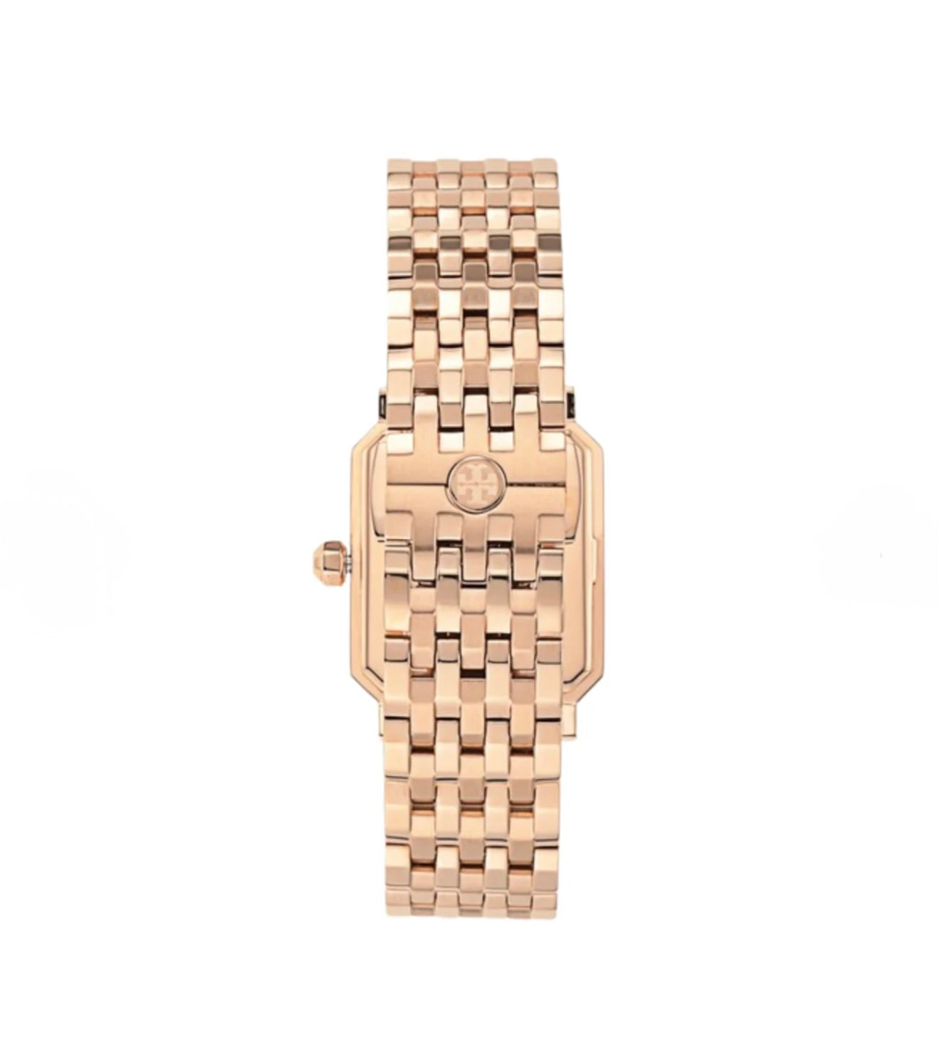 Tory Burch Robinson Rectangular Rose Gold Watch (Ivory Dial)
