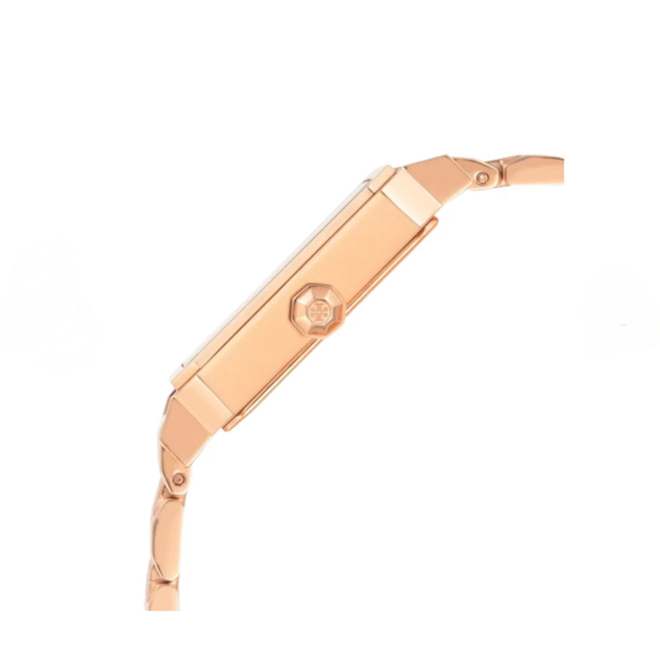 Tory Burch Robinson Rectangular Rose Gold Watch (Ivory Dial)