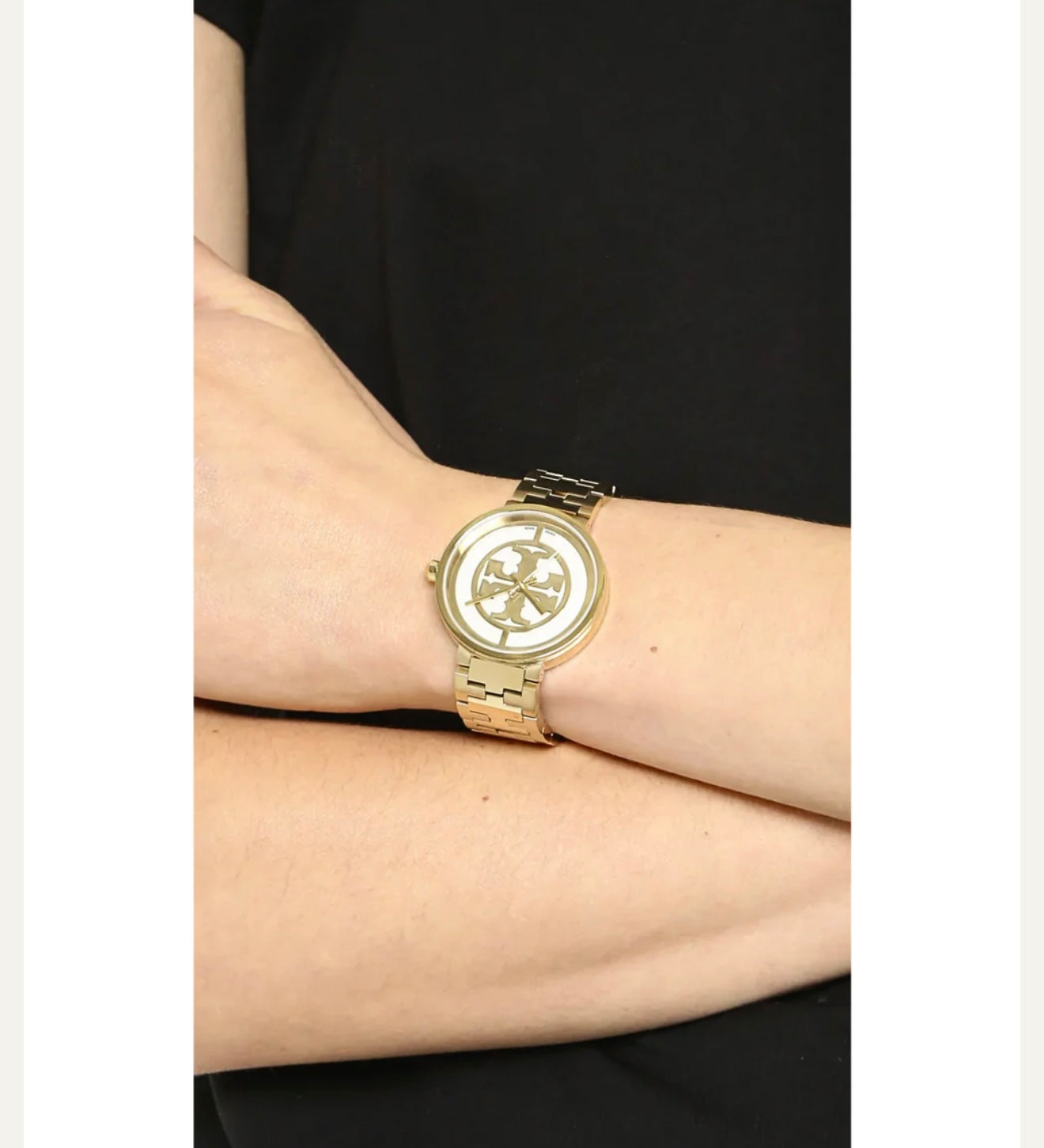 Tory Burch Reva Large Iconic Double T Logo Dial (Gold-Tone)