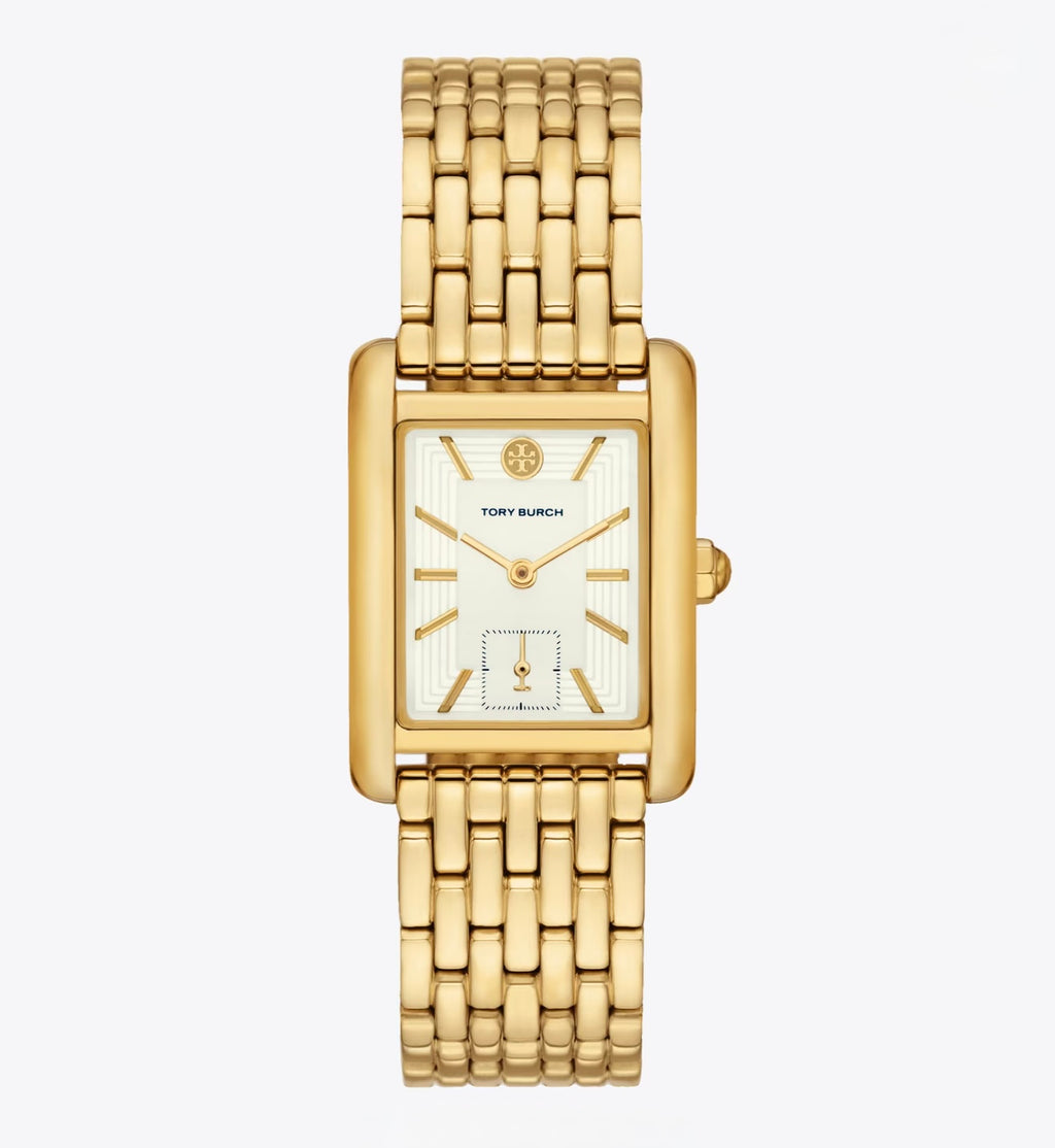 Tory Burch Eleanor Geometric Case - Clean Ivory Dial & Signature Logo (Gold-Tone)