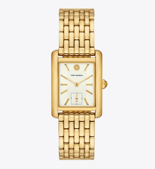 Tory Burch Eleanor Geometric Case - Clean Ivory Dial & Signature Logo (Gold-Tone)