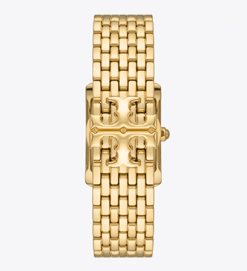 Tory Burch Eleanor Geometric Case - Clean Ivory Dial & Signature Logo (Gold-Tone)