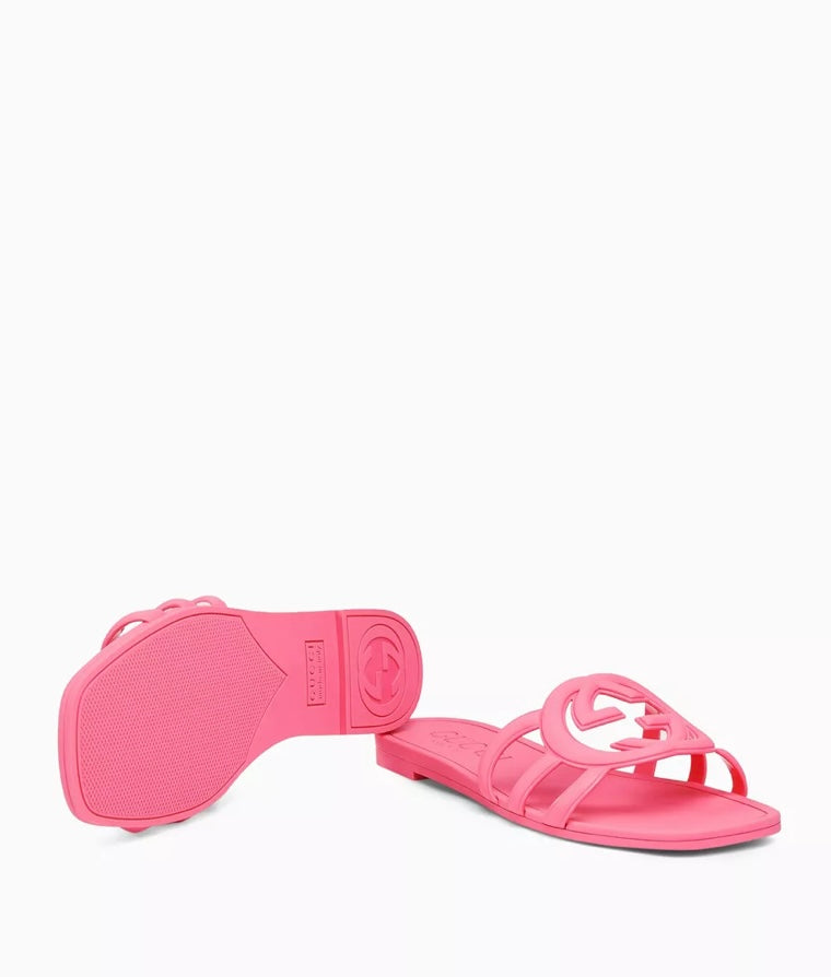 GUCCI Interlocking G Slide Sandal - Rubber Sole (Pink)
