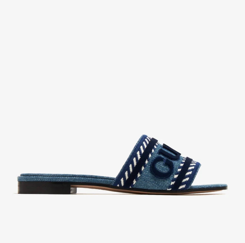 GUCCI Jane Denim Slide Sandals (Light Blue)