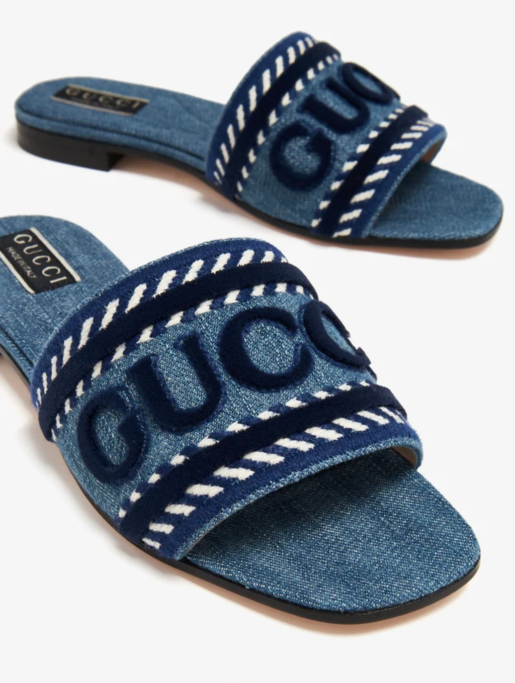 GUCCI Jane Denim Slide Sandals (Light Blue)