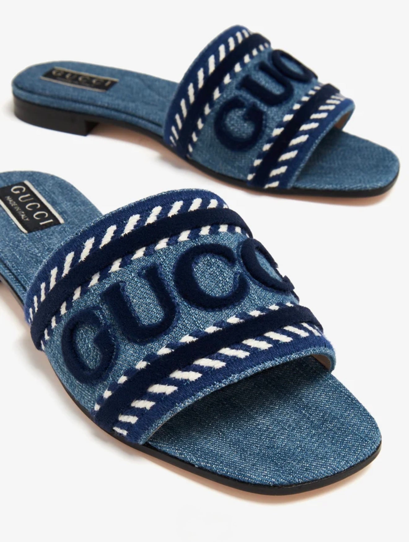 GUCCI Jane Denim Slide Sandals (Light Blue)