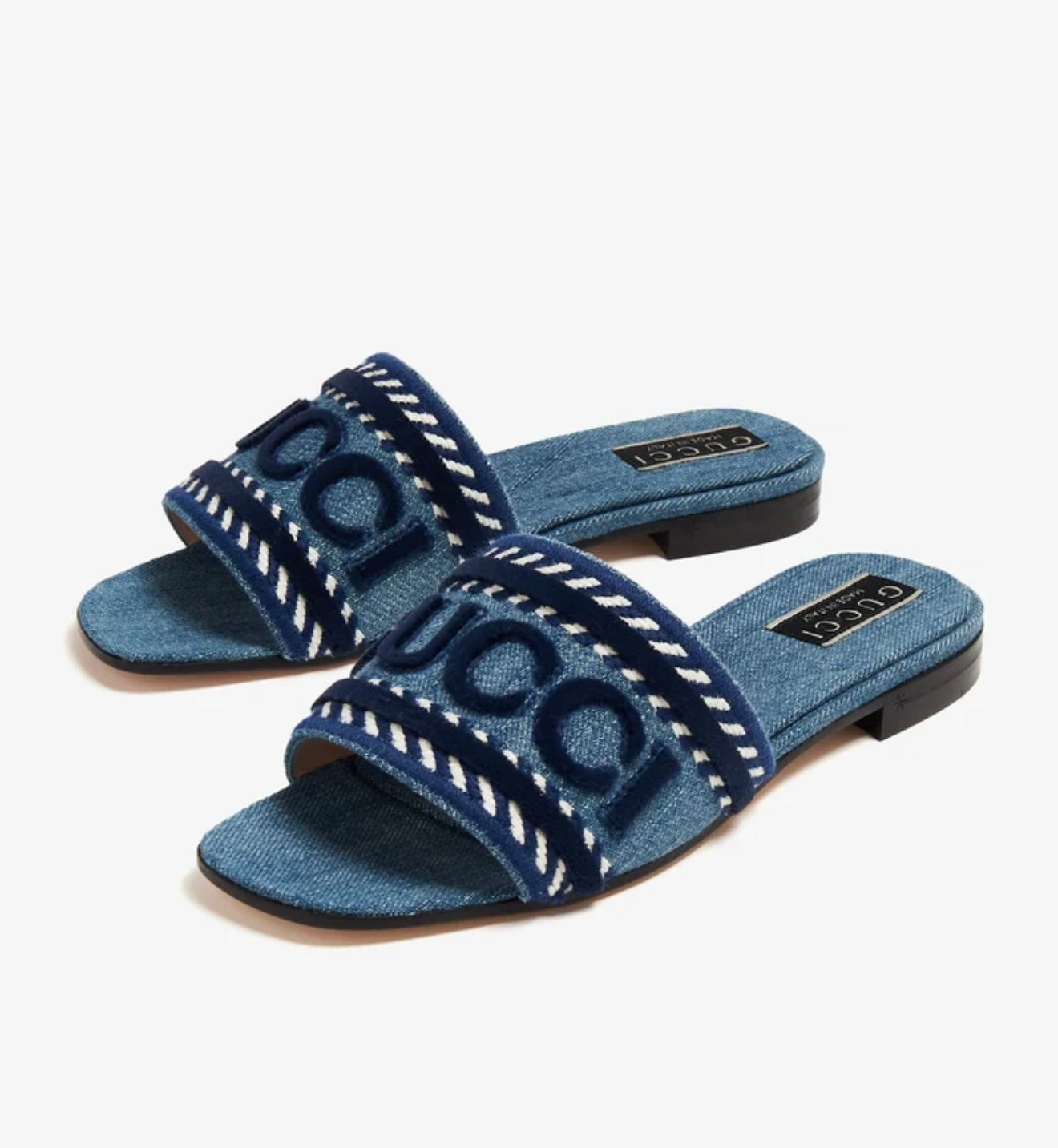 GUCCI Jane Denim Slide Sandals (Light Blue)