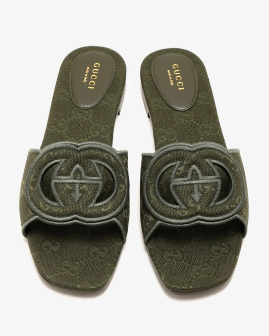 GUCCI Interlocking G Slide Sandal (Green)