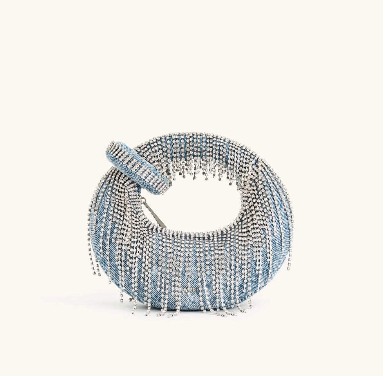 JW Pei Abacus Denim Artificial Crystal Mini Top Handle Bag (Blue)