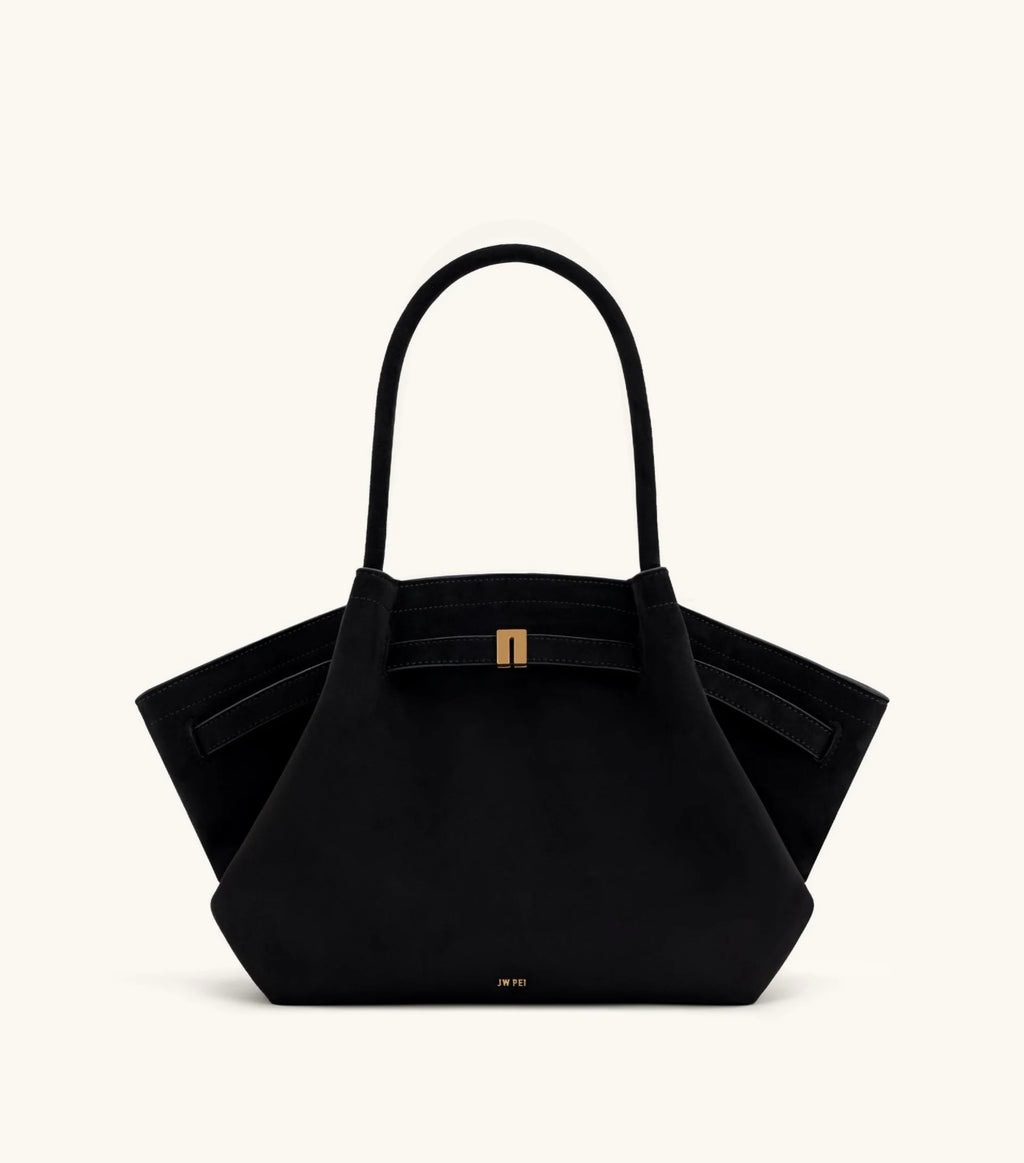 JW Pei Hana Medium Faux Suede Tote Bag (Black)