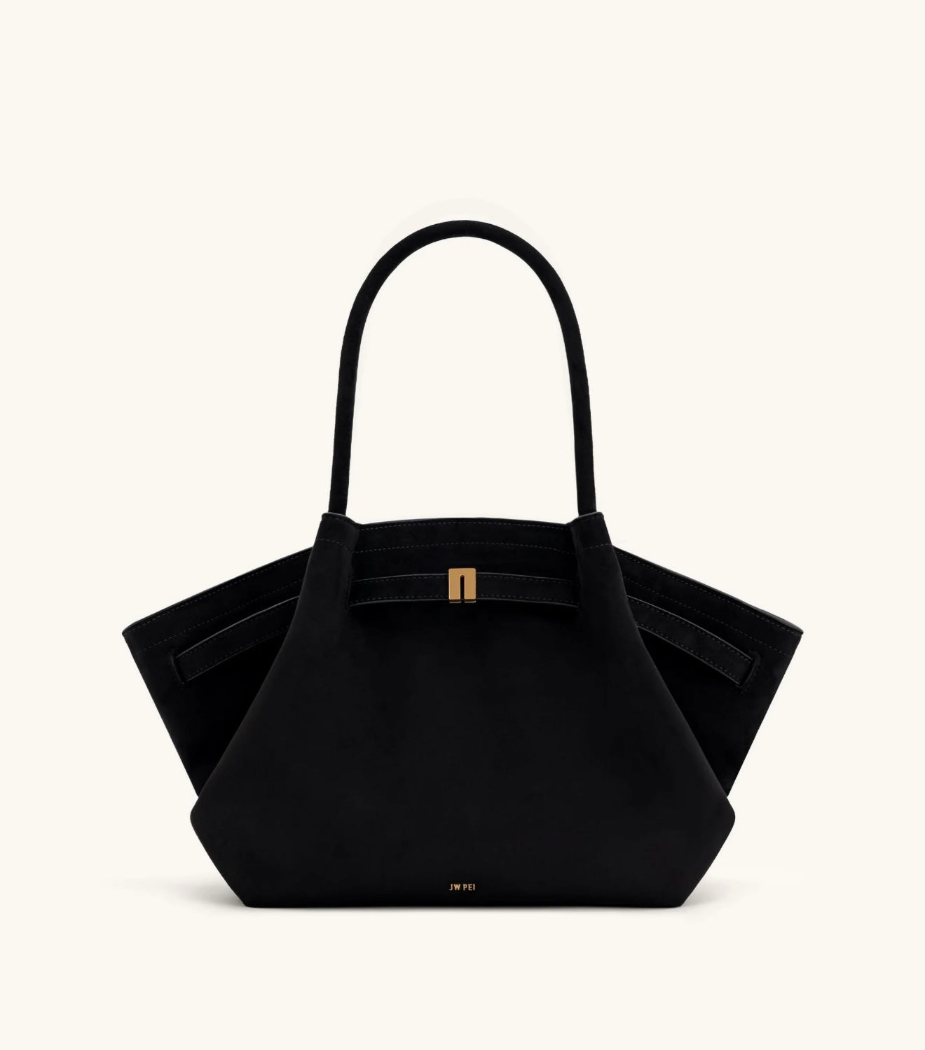 JW Pei Hana Medium Faux Suede Tote Bag (Black)
