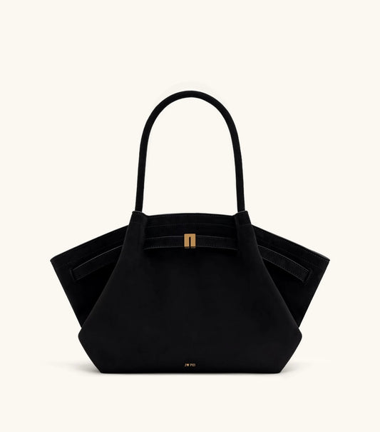 JW Pei Hana Medium Faux Suede Tote Bag (Black)