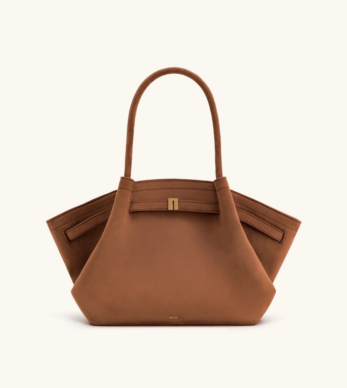 JW Pei Hana Medium Faux Suede Tote Bag (Brown)