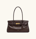 JW Pei Hana Medium Faux Suede Tote Bag (Dark Brown)