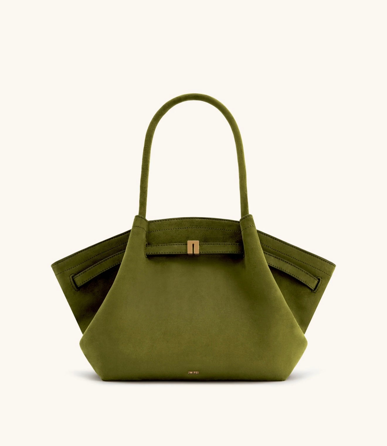 JW Pei Hana Medium Faux Suede Tote Bag (Dark Olive)