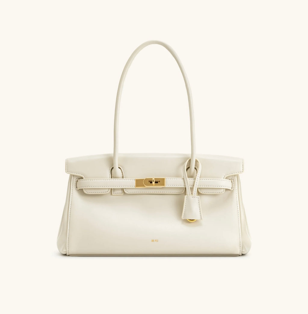 JW Pei Hana Medium Faux Suede Tote Bag (White)