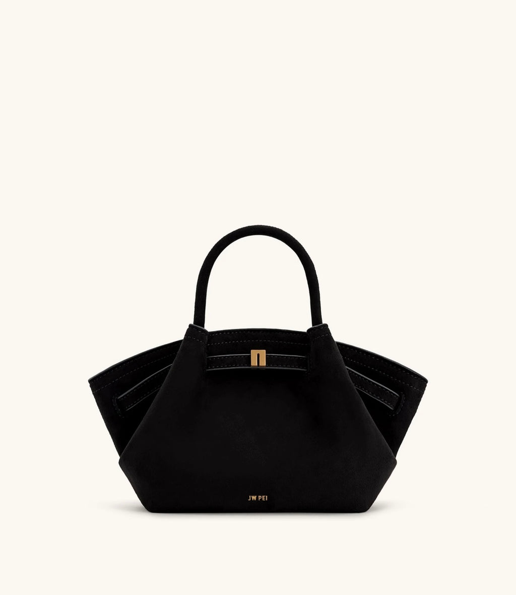 JW Pei Hana Mini Faux Suede Tote Bag (Black)