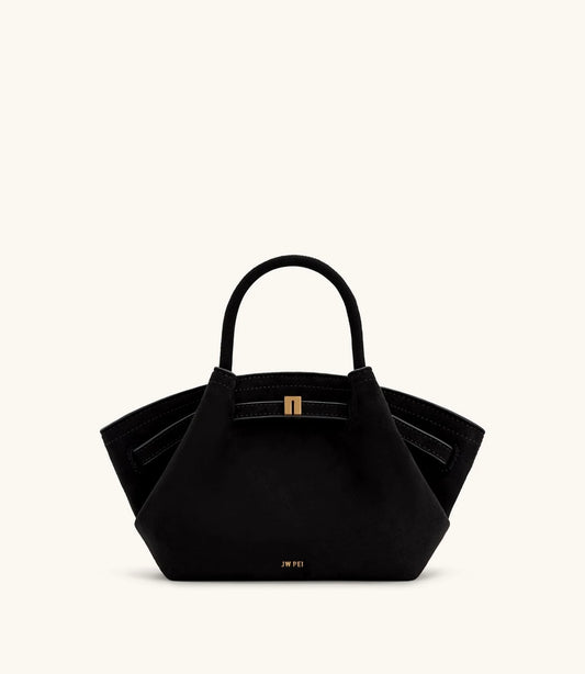 JW Pei Hana Mini Faux Suede Tote Bag (Black)