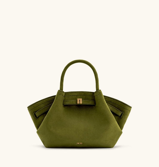 JW Pei Hana Mini Faux Suede Tote Bag (Dark Olive)
