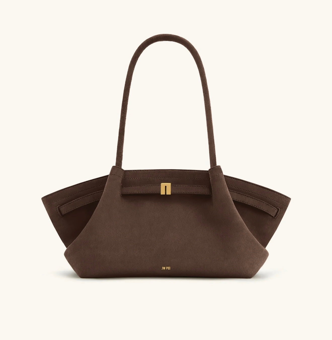JW Pei Hanna Wide Faux Suede Tote Bag (Dark Brown)