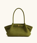 JW Pei Hanna Wide Faux Suede Tote Bag (Olive Green)