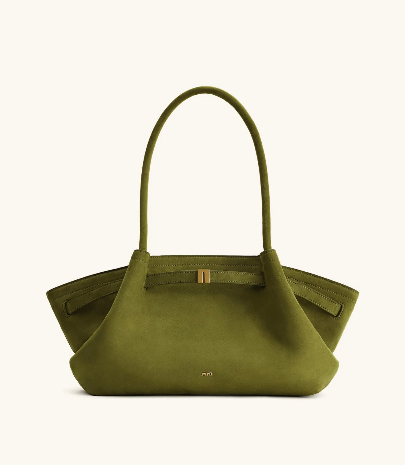 JW Pei Hanna Wide Faux Suede Tote Bag (Olive Green)