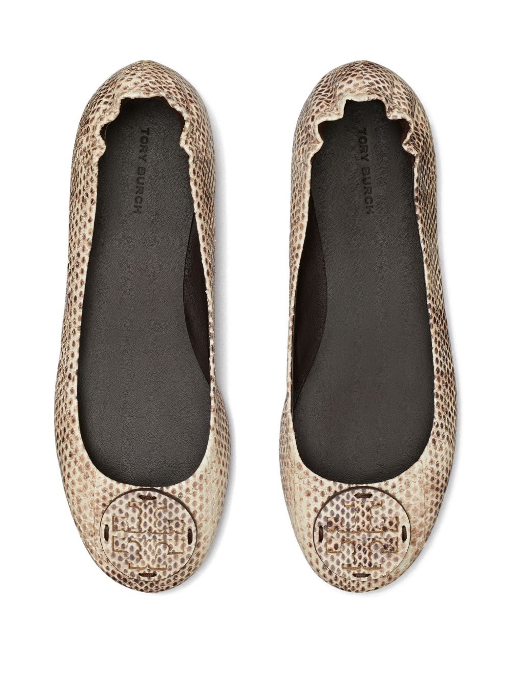 Tory Burch Minnie Travel Ballet Flats Snake Embosed Pattern