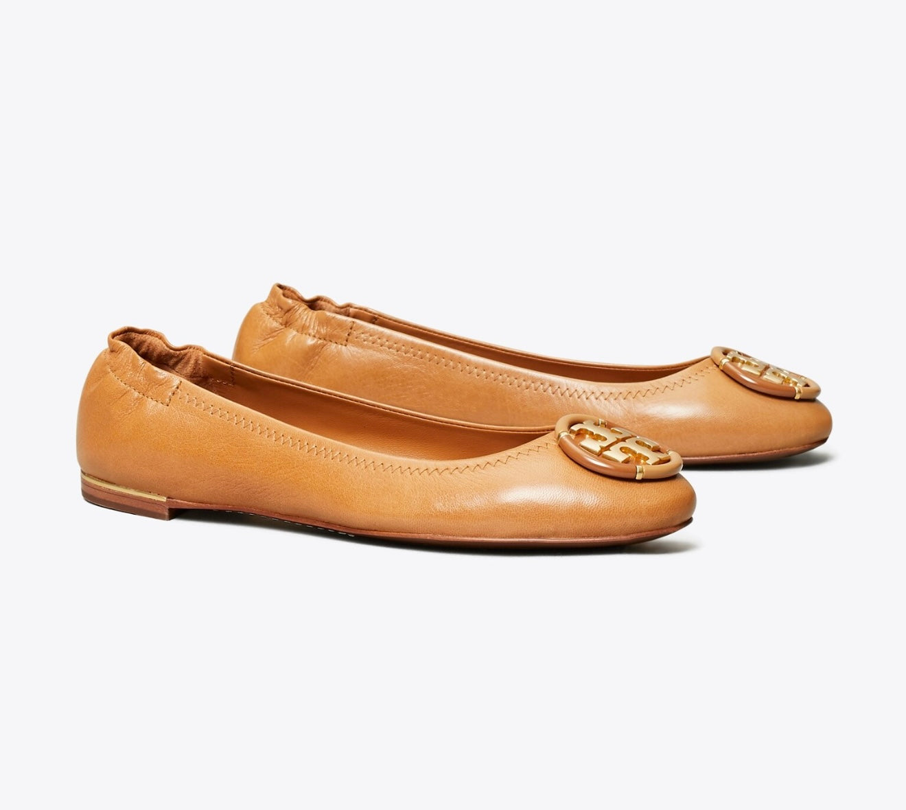 Tory Burch Multi Logo Ballet Flats Tan