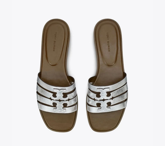 Tory Burch Ines Cage Slide Sandals (Silver)