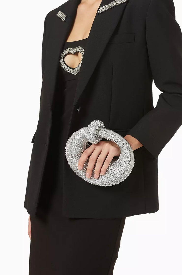 JW Pei Abacus Artificial Crystal Mini Top Handle Bag (Grey/Silver)