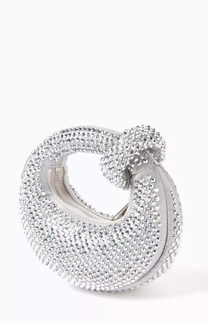 JW Pei Abacus Artificial Crystal Mini Top Handle Bag (Grey/Silver)
