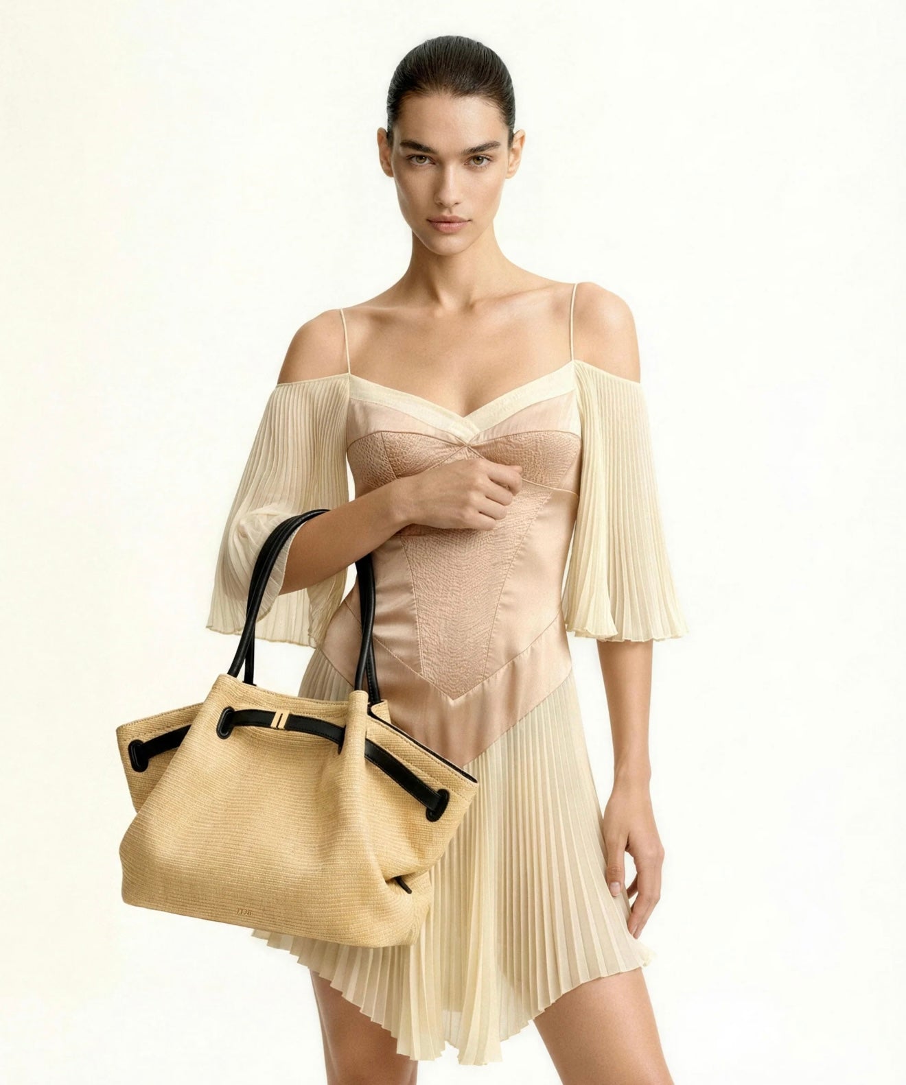 JW Pei Hana Medium Faux Straw Tote Bag (Brown Straw)