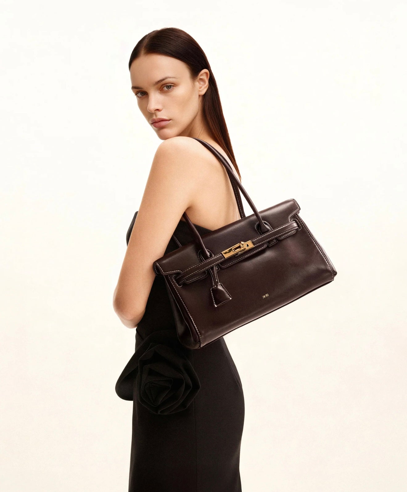 JW Pei Hana Medium Faux Suede Tote Bag (Dark Brown)