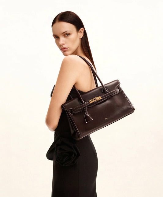 JW Pei Hana Medium Faux Suede Tote Bag (Dark Brown)