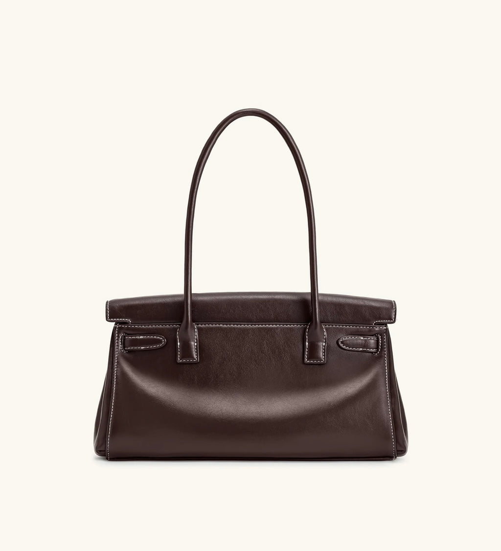 JW Pei Hana Medium Faux Suede Tote Bag (Dark Brown)