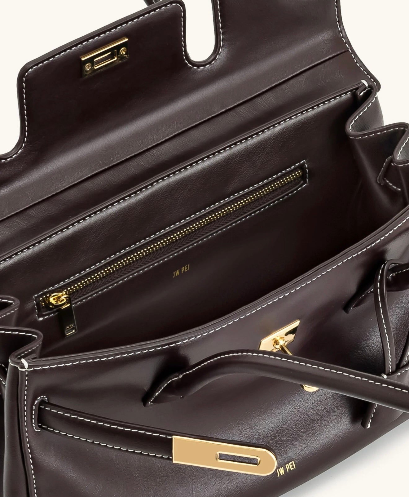JW Pei Hana Medium Faux Suede Tote Bag (Dark Brown)