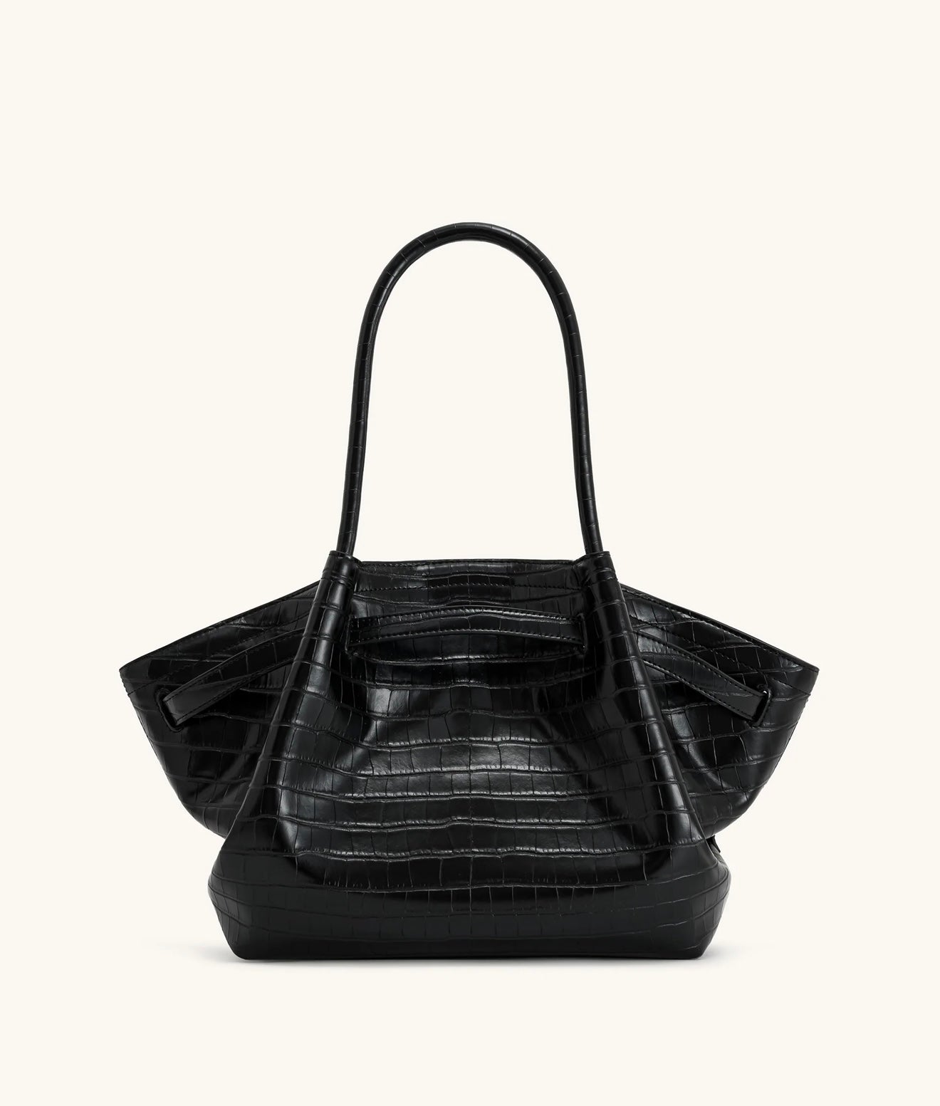 JW Pei Hana Medium Tote Bag (Black Croc)